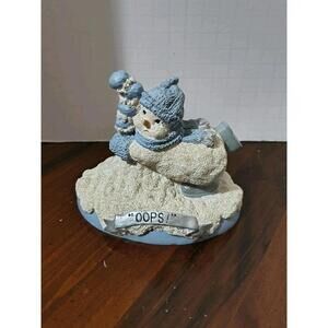 Snow Buddies Avalanche Oops Figurine White and Blue Snowman Encore Group Vintage